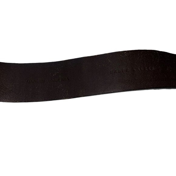 Ralph Lauren Coll Brown saddle leather wide statement brass buckle belt … - Picture 2 of 6